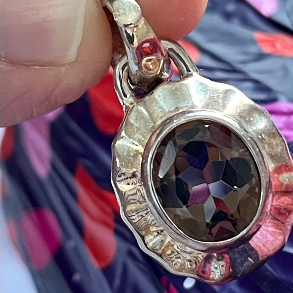 Vtg Italian Amethyst Sterling Pendant